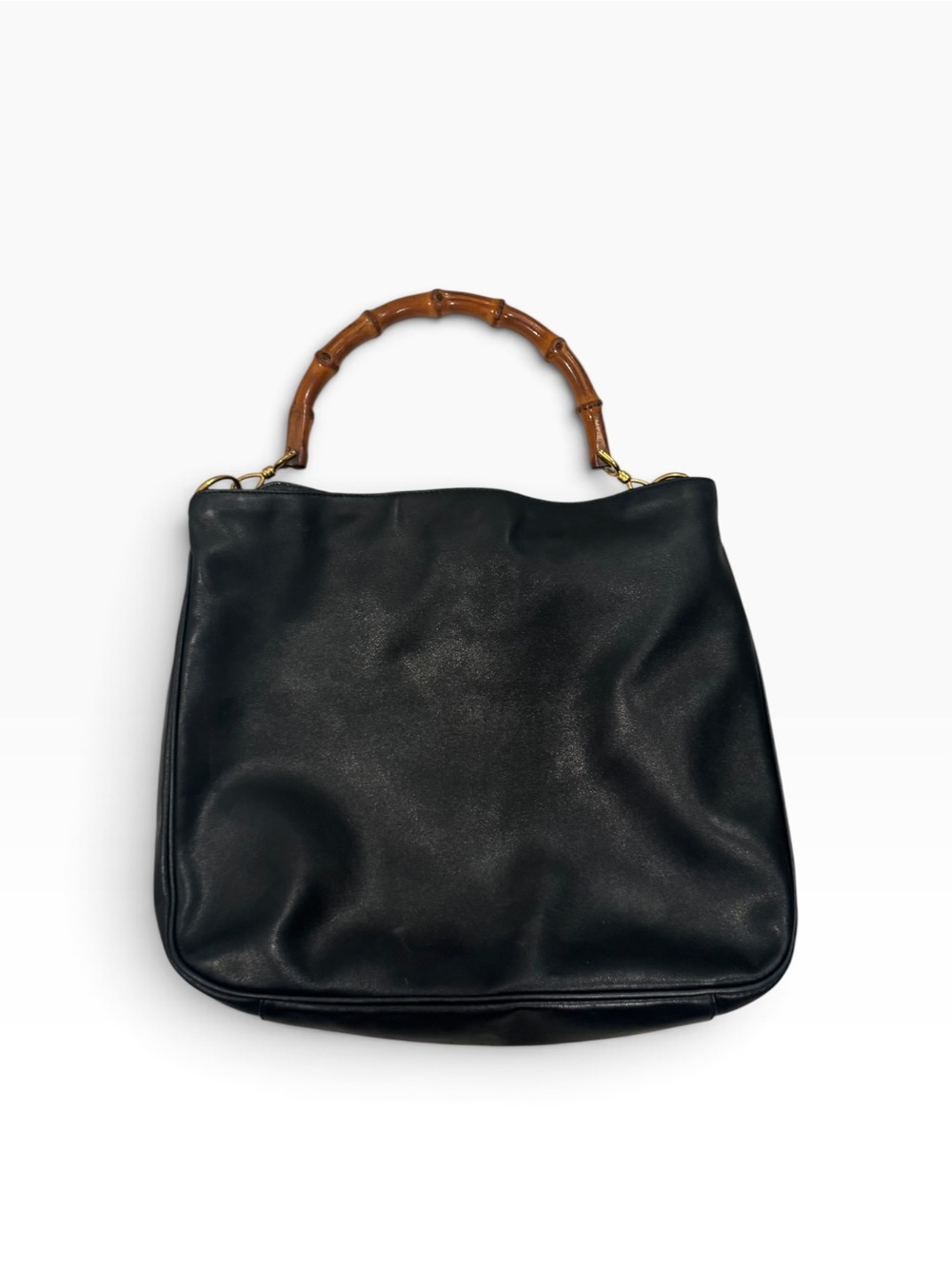 Vintage Gucci Bamboo Handle Navy Leather Oversized Hobo Bag Bamboo 1947